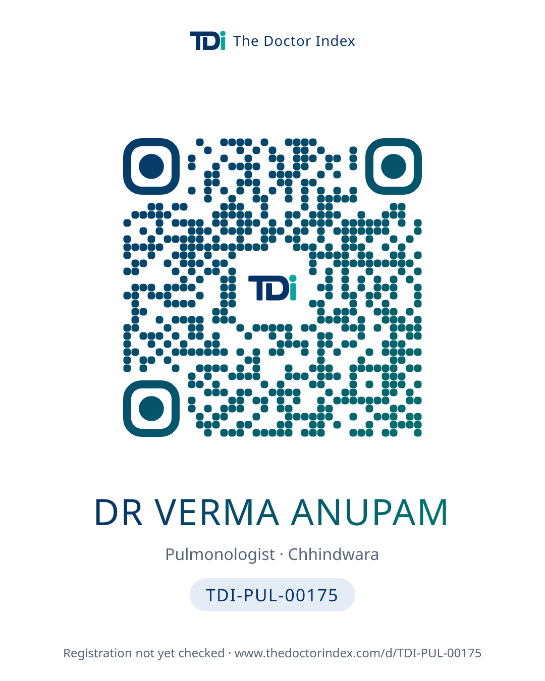 QR card for Dr Verma Anupam, TDI-PUL-00175