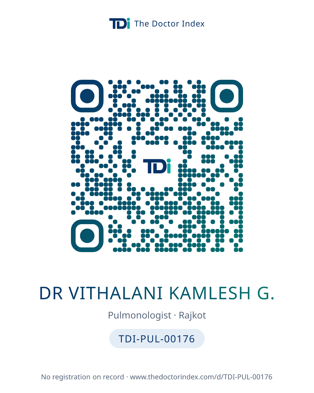 QR card for Dr Vithalani Kamlesh G., TDI-PUL-00176