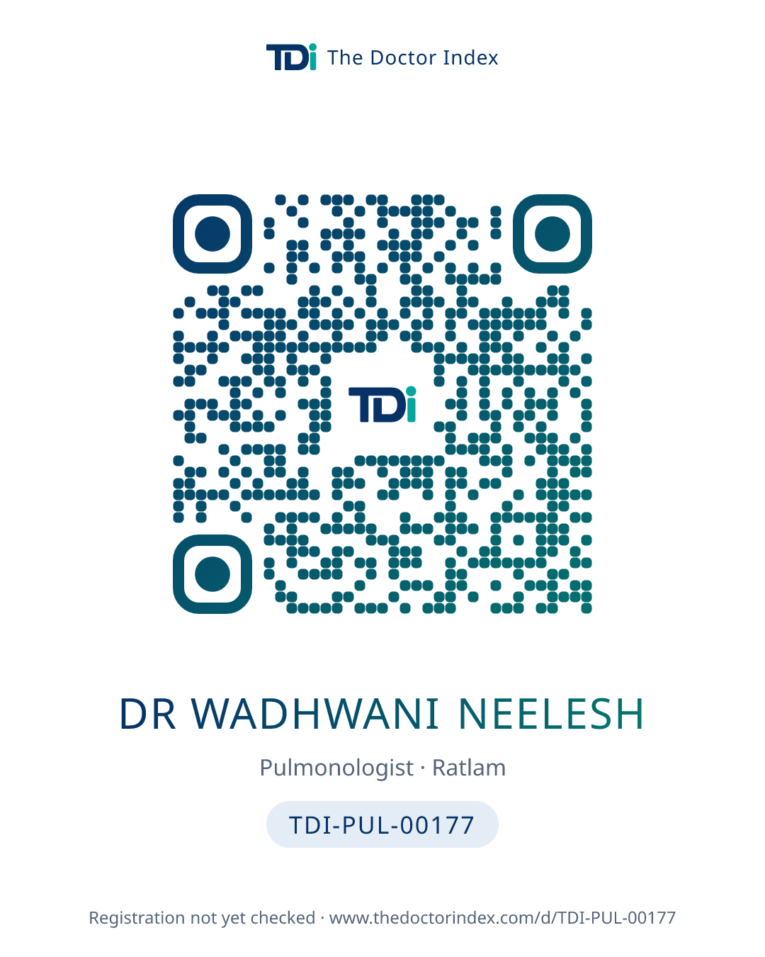 QR card for Dr Wadhwani Neelesh, TDI-PUL-00177