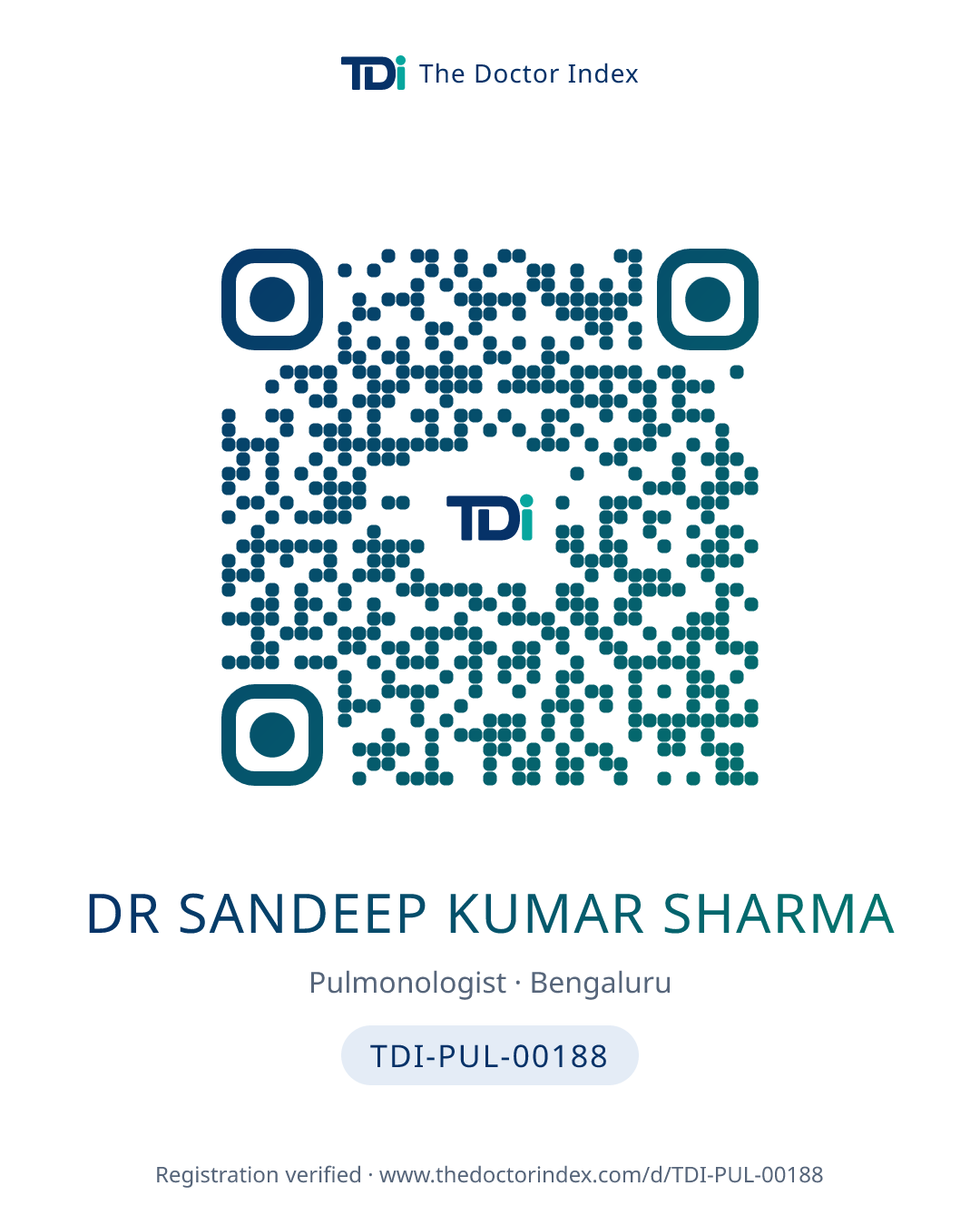 QR card for Dr Sandeep Kumar Sharma, TDI-PUL-00188