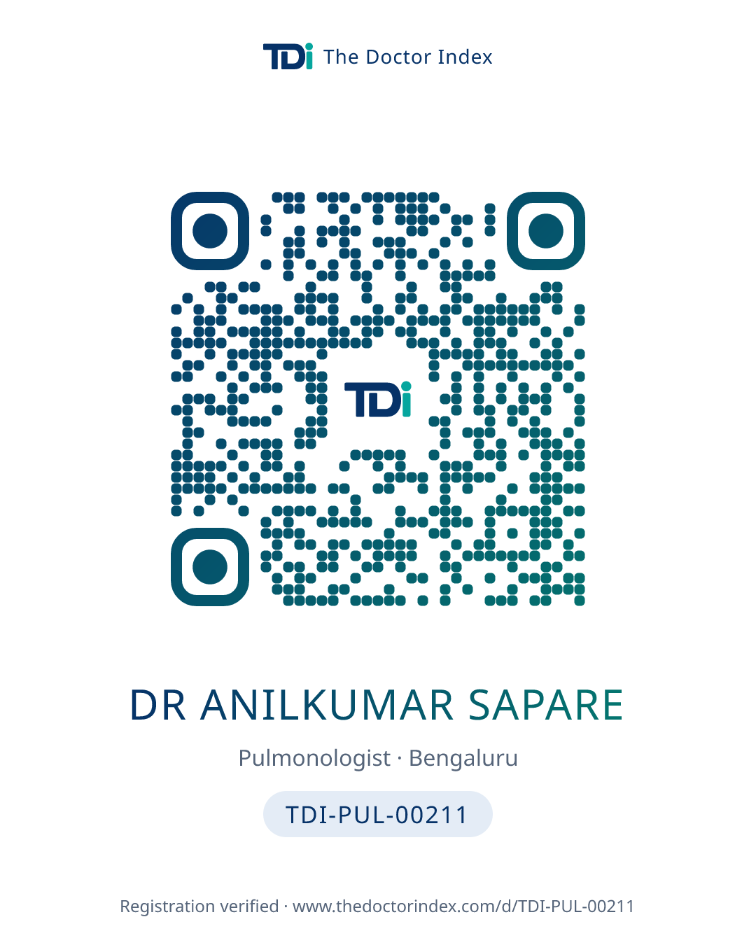 QR card for Dr Anilkumar Sapare, TDI-PUL-00211