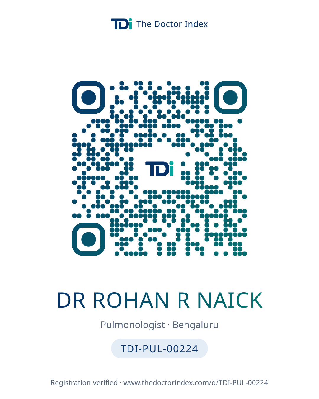 QR card for Dr Rohan R Naick, TDI-PUL-00224