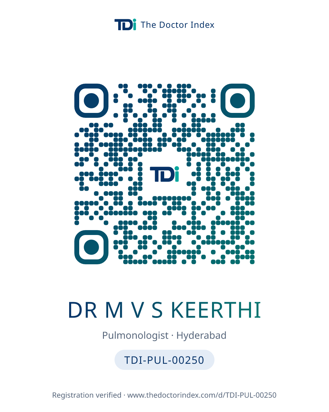 QR card for Dr M V S Keerthi, TDI-PUL-00250