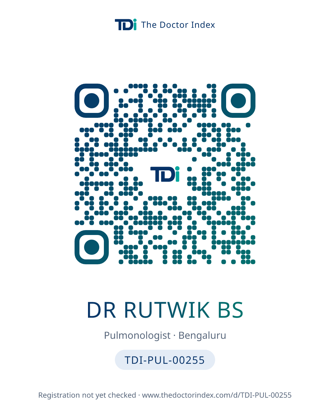 QR card for Dr Rutwik Bs, TDI-PUL-00255