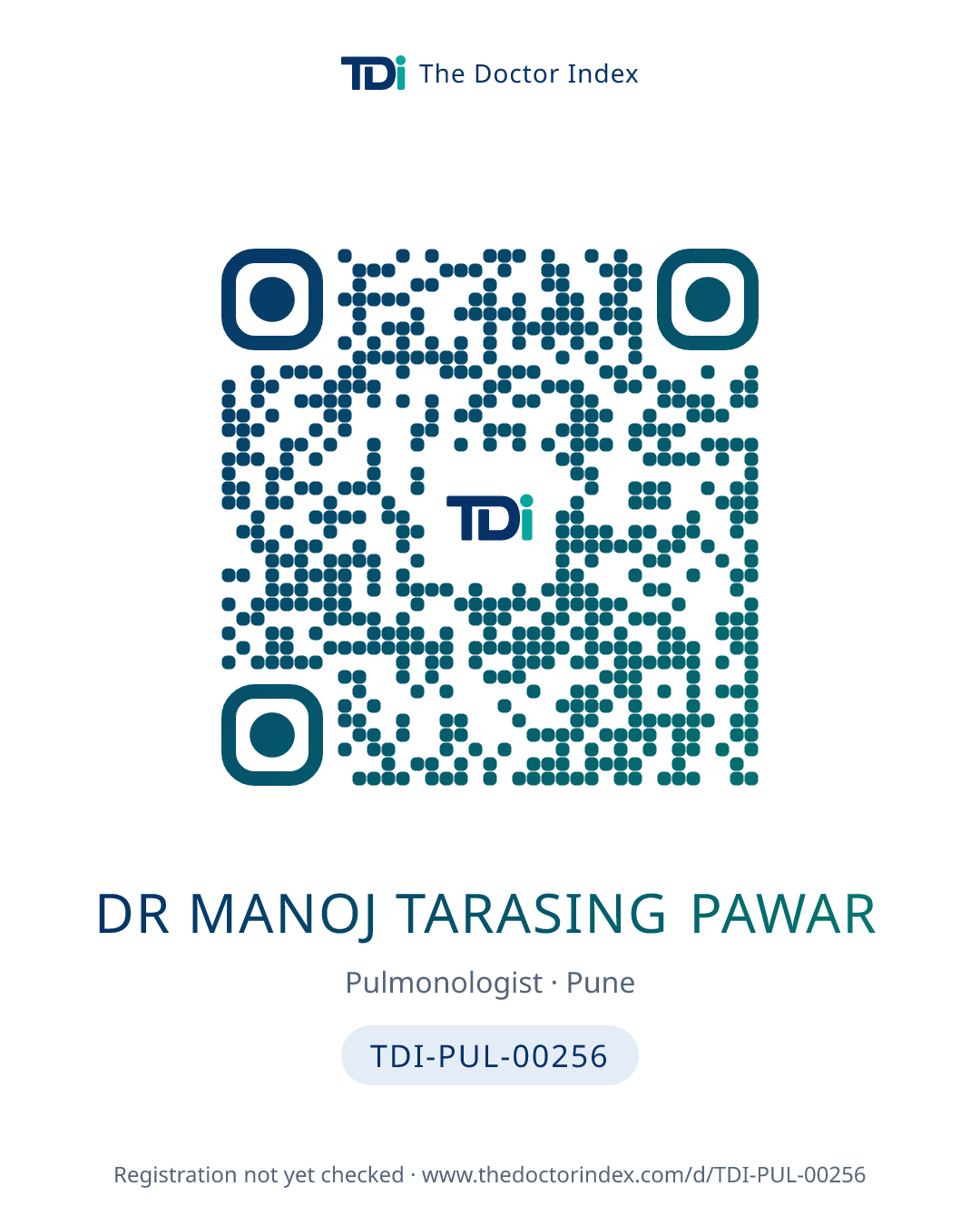 QR card for Dr Manoj Tarasing Pawar, TDI-PUL-00256