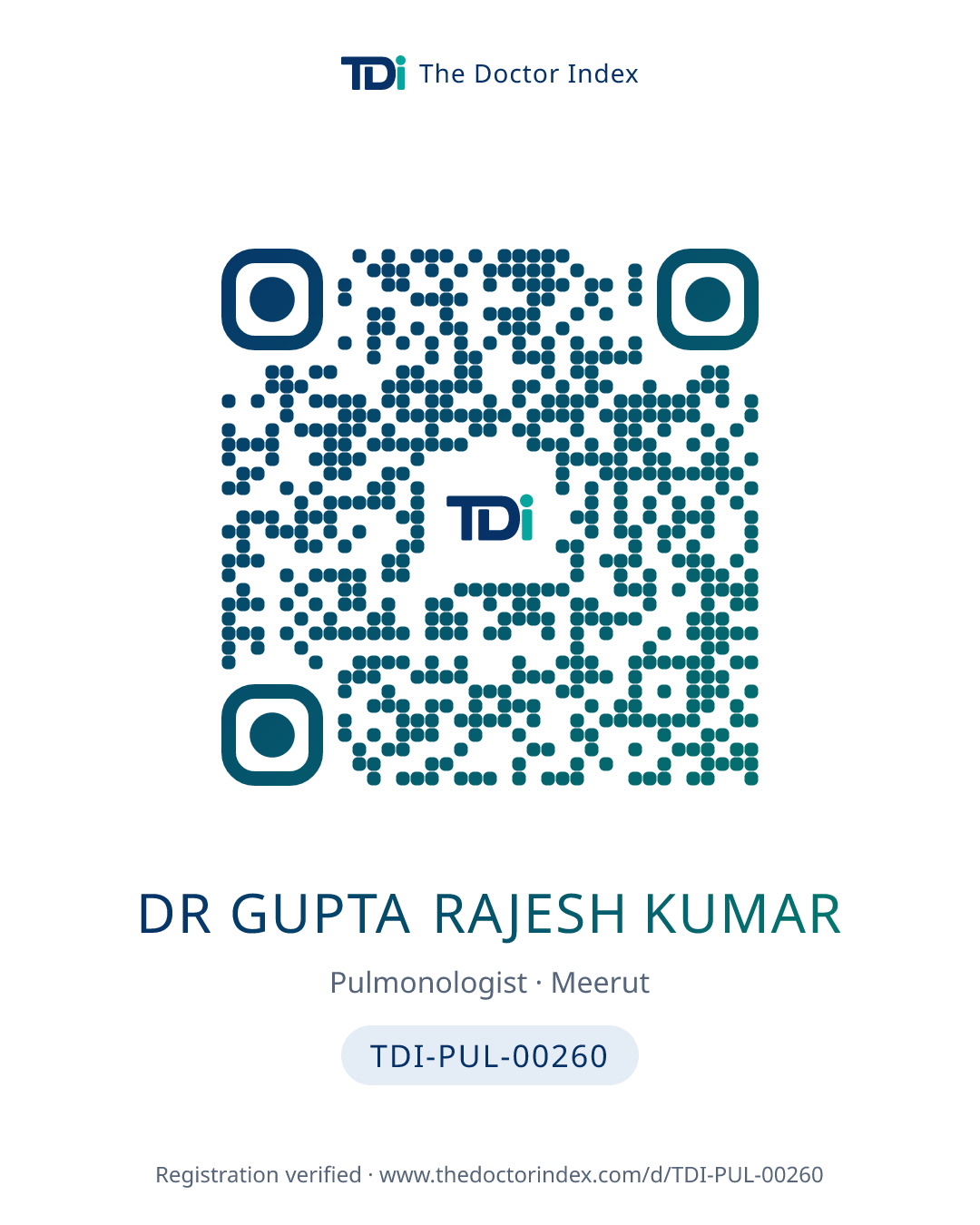 QR card for Dr Gupta Rajesh Kumar, TDI-PUL-00260