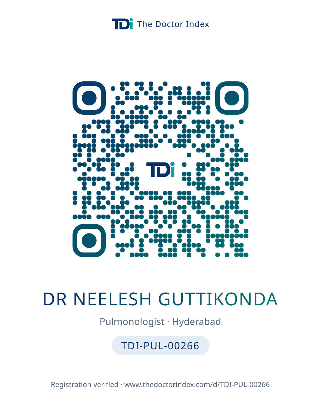 QR card for Dr Neelesh Guttikonda, TDI-PUL-00266