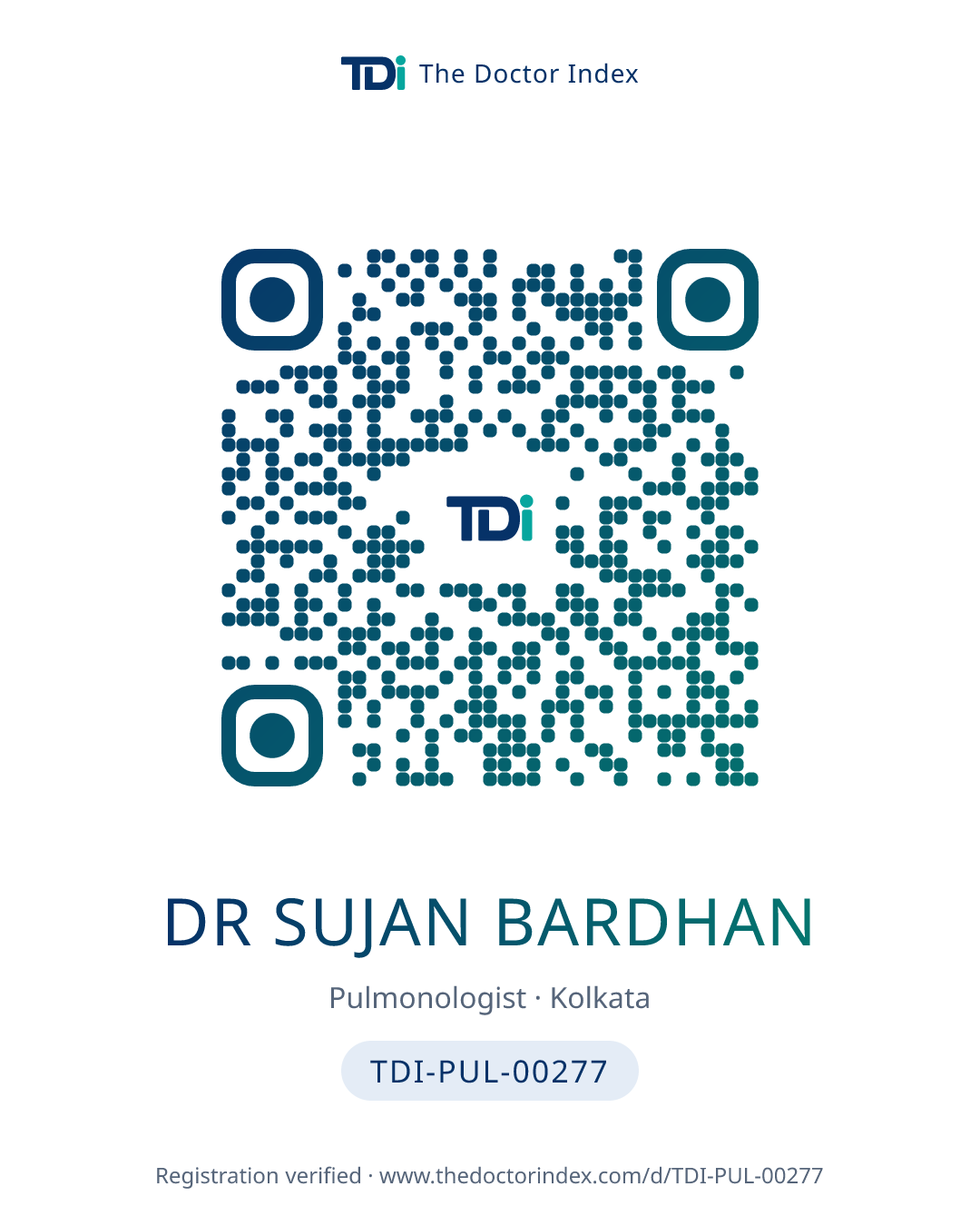 QR card for Dr Sujan Bardhan, TDI-PUL-00277