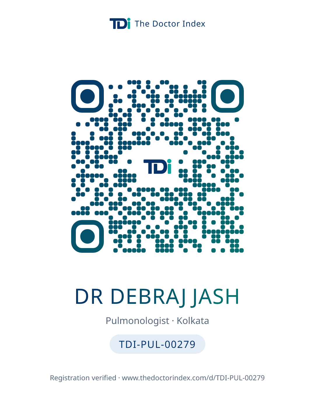 QR card for Dr Debraj Jash, TDI-PUL-00279