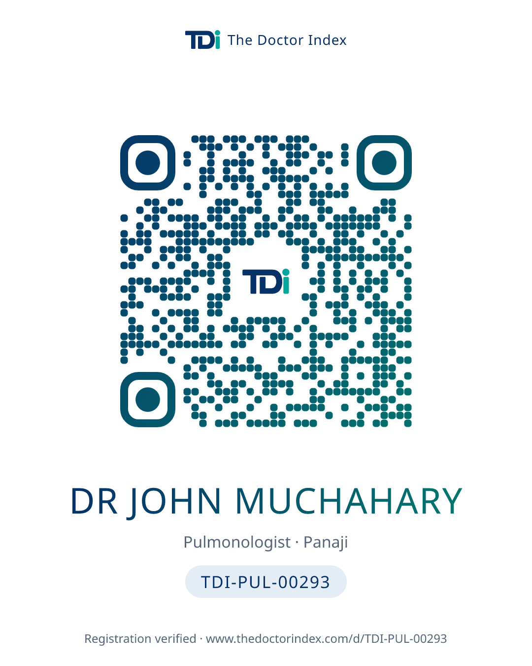 QR card for Dr John Muchahary, TDI-PUL-00293