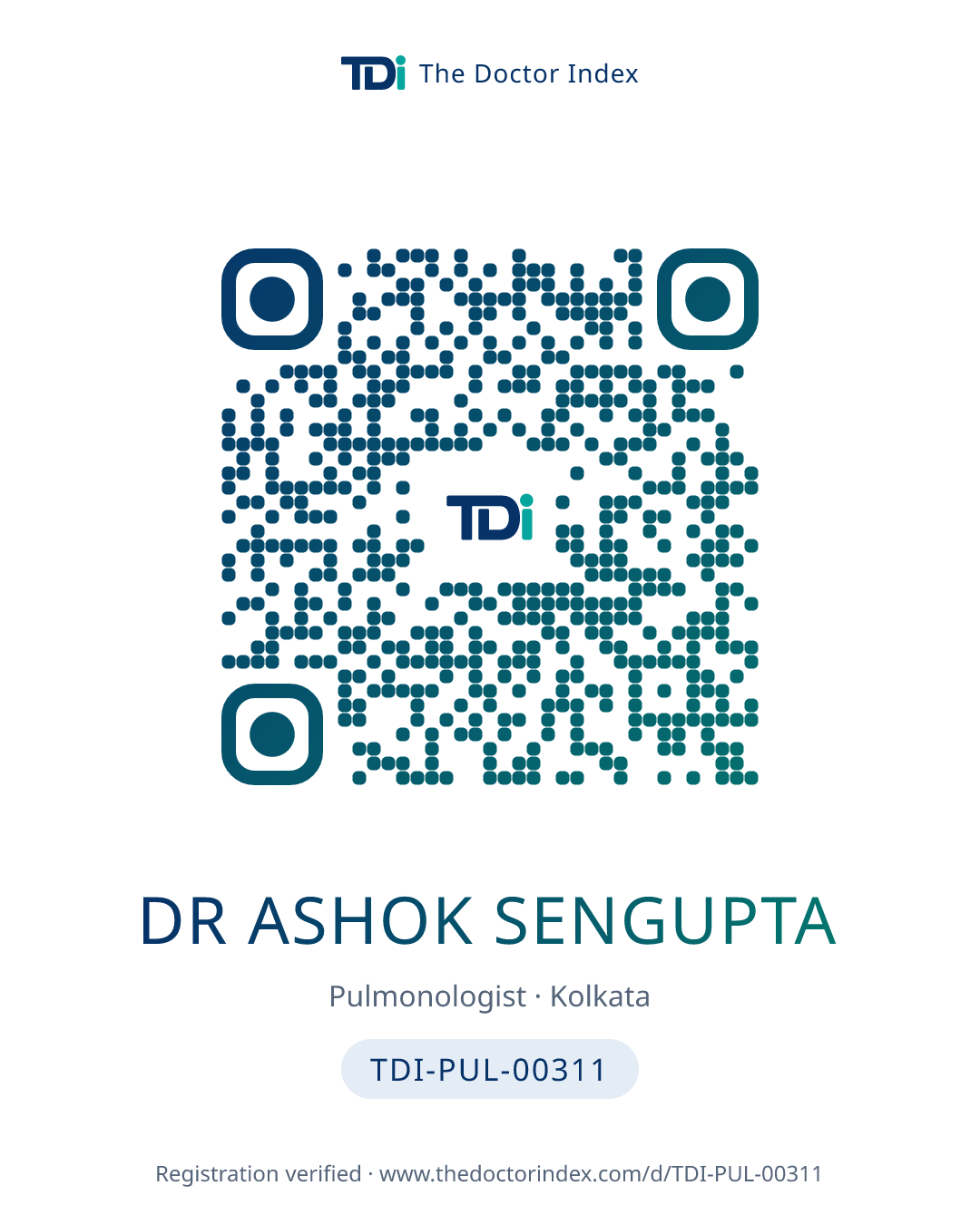 QR card for Dr Ashok Sengupta, TDI-PUL-00311