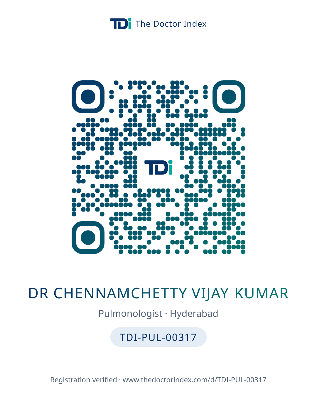 QR card for Dr Chennamchetty Vijay Kumar, TDI-PUL-00317
