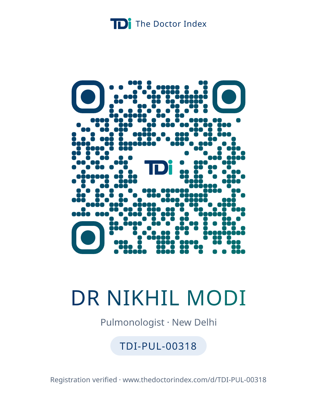 QR card for Dr Nikhil Modi, TDI-PUL-00318