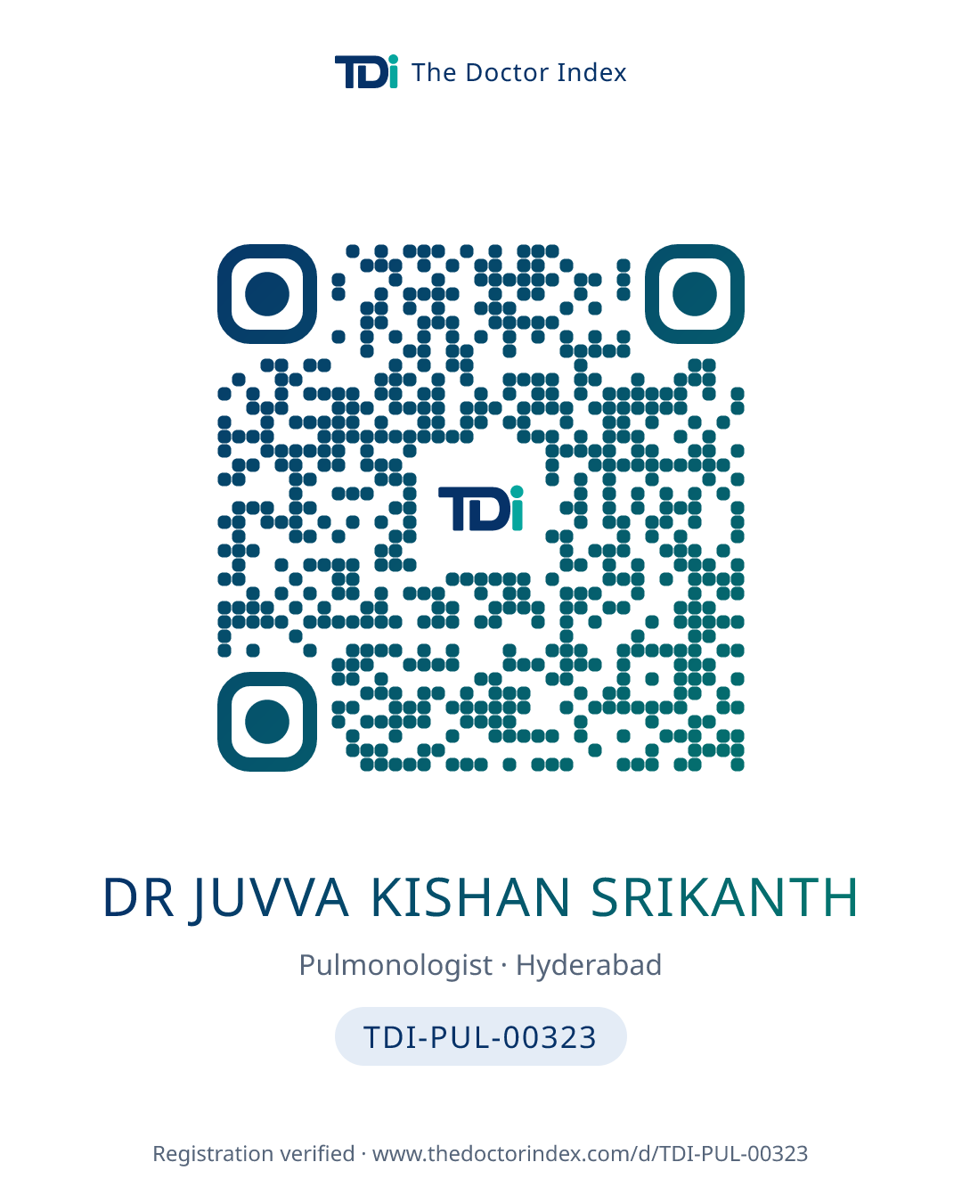 QR card for Dr Juvva Kishan Srikanth, TDI-PUL-00323
