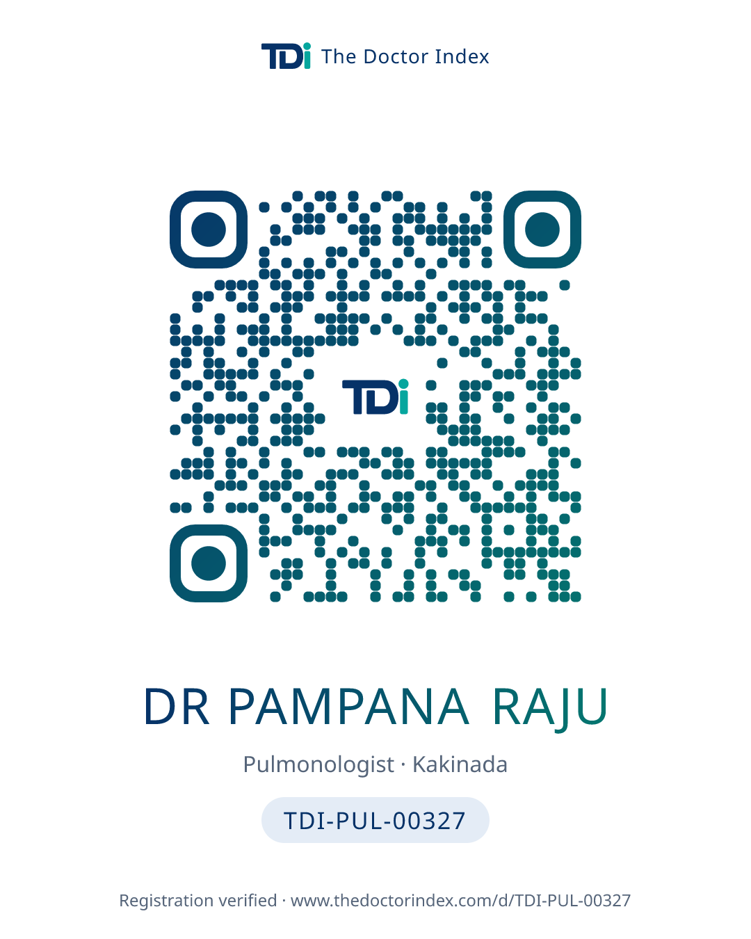 QR card for Dr Pampana Raju, TDI-PUL-00327