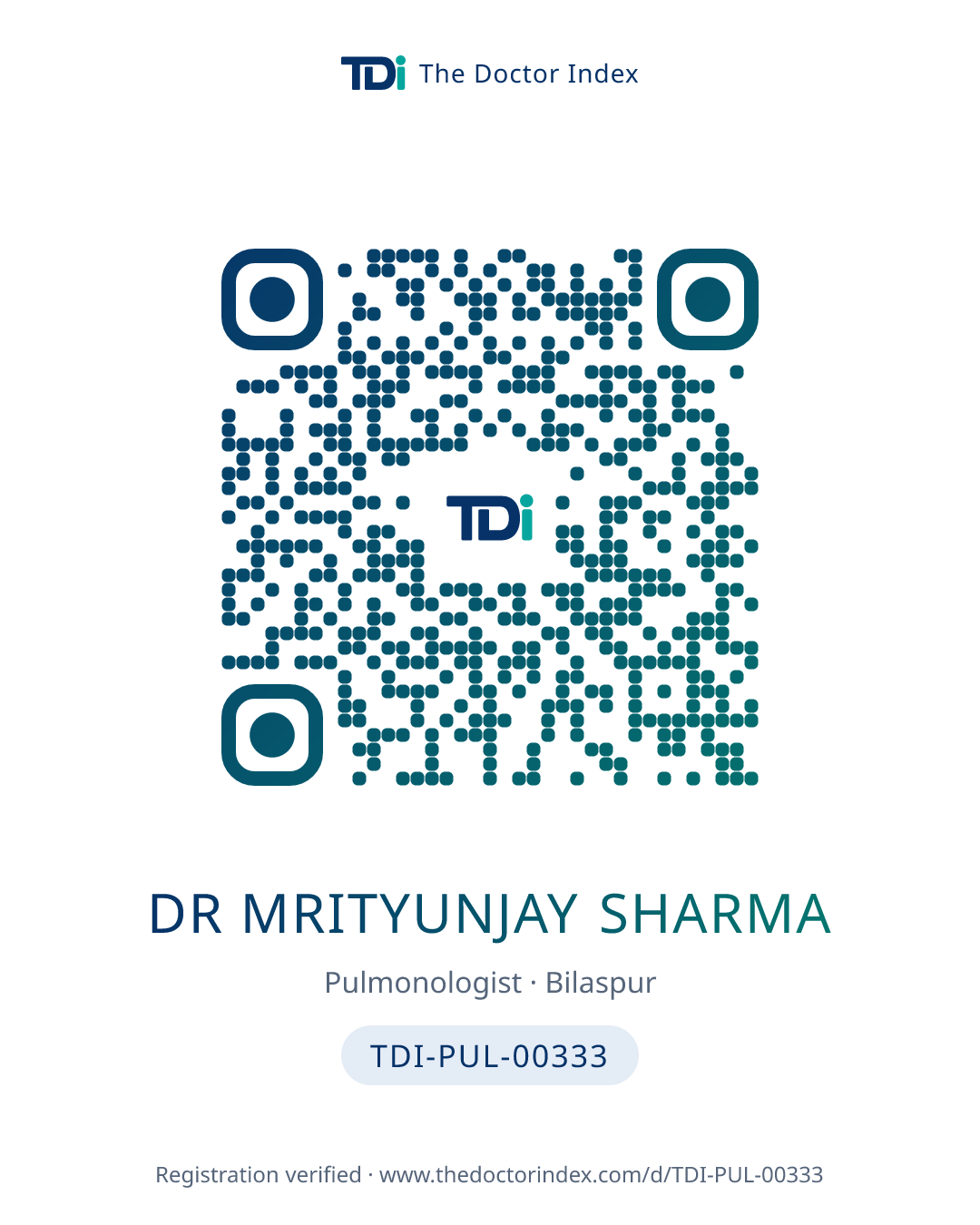 QR card for Dr Mrityunjay Sharma, TDI-PUL-00333