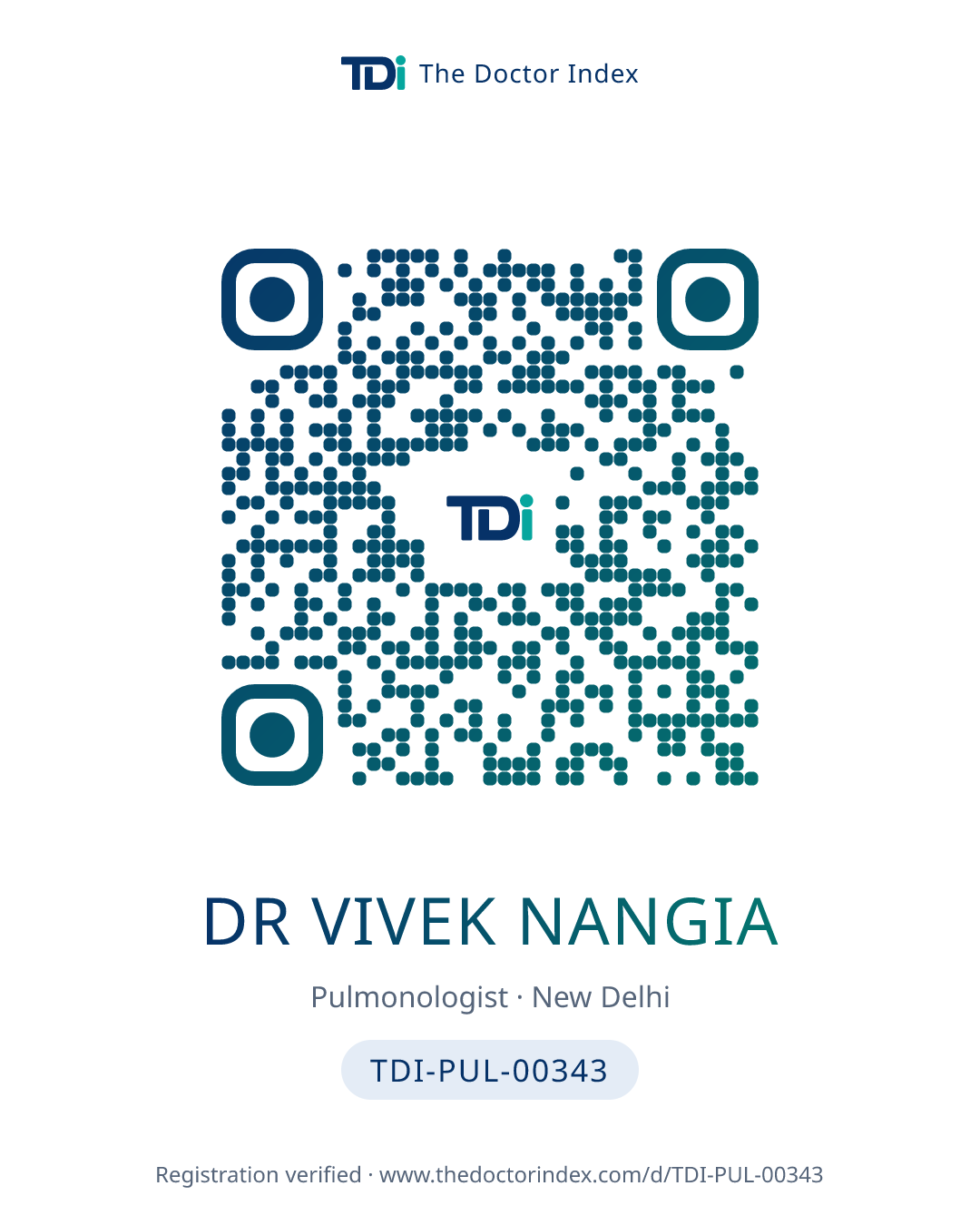 QR card for Dr Vivek Nangia, TDI-PUL-00343