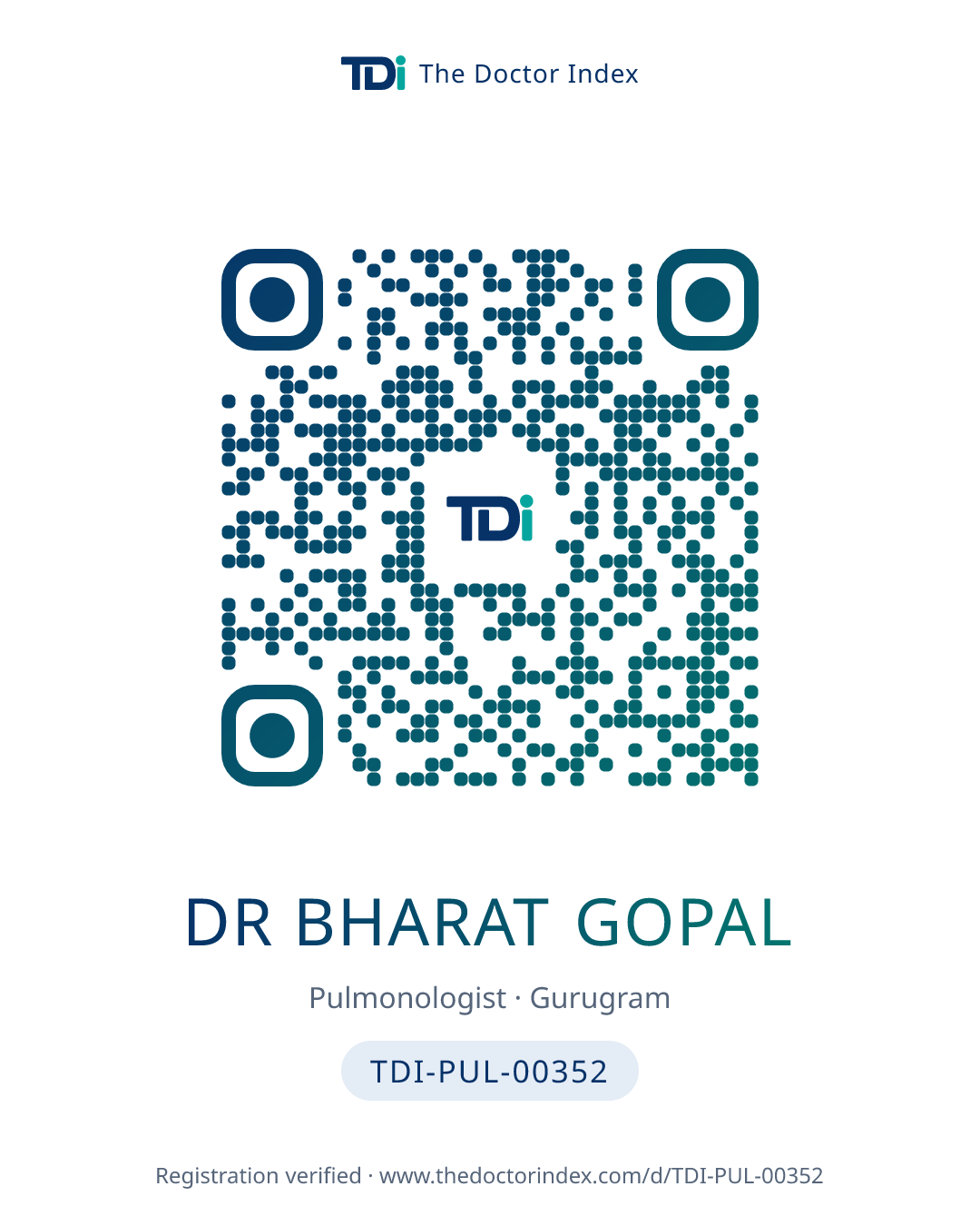 QR card for Dr Bharat Gopal, TDI-PUL-00352