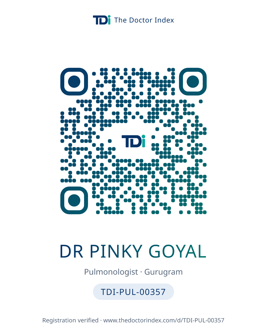 QR card for Dr Pinky Goyal, TDI-PUL-00357