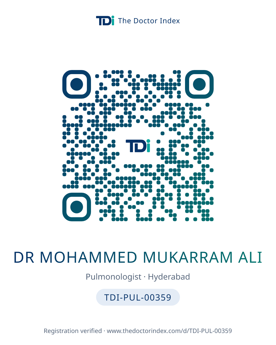 QR card for Dr Mohammed Mukarram Ali, TDI-PUL-00359