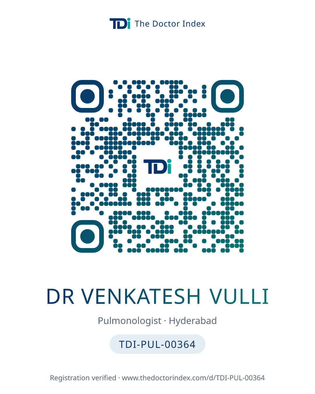QR card for Dr Venkatesh Vulli, TDI-PUL-00364