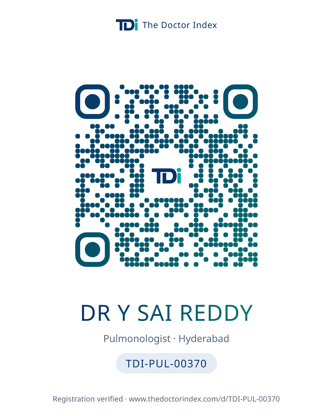 QR card for Dr Y Sai Reddy, TDI-PUL-00370