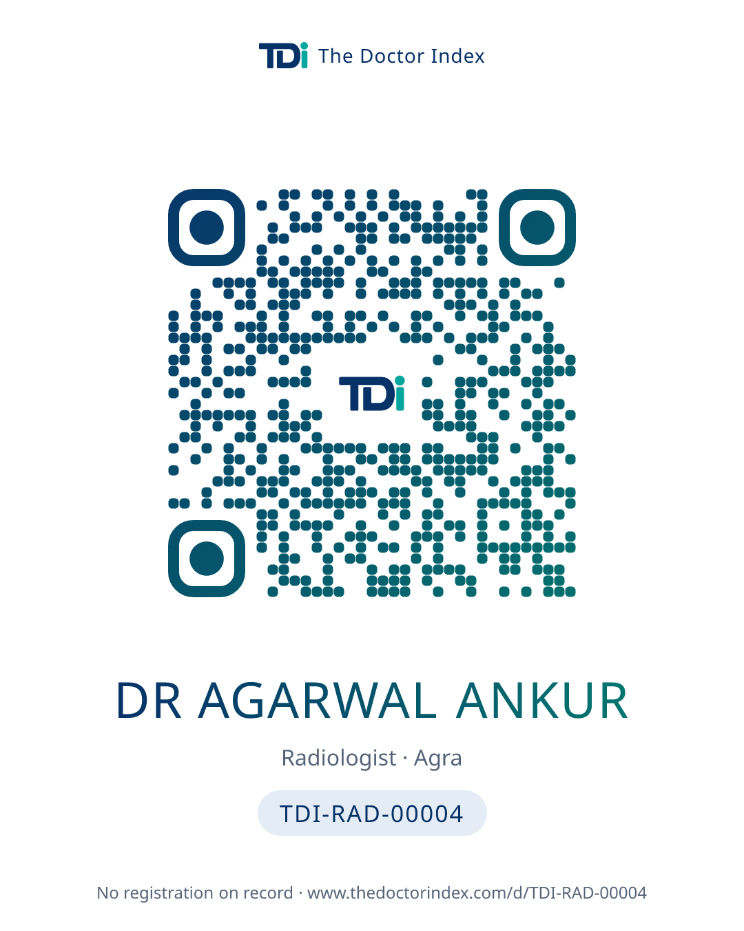 QR card for Dr Agarwal Ankur, TDI-RAD-00004