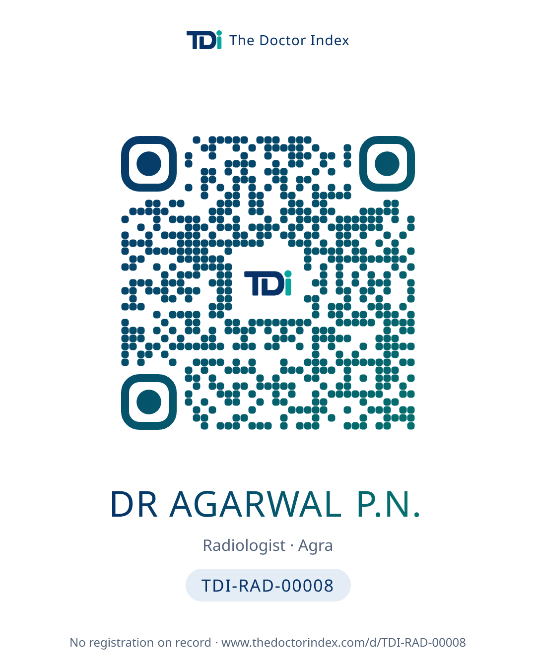 QR card for Dr Agarwal P.N., TDI-RAD-00008