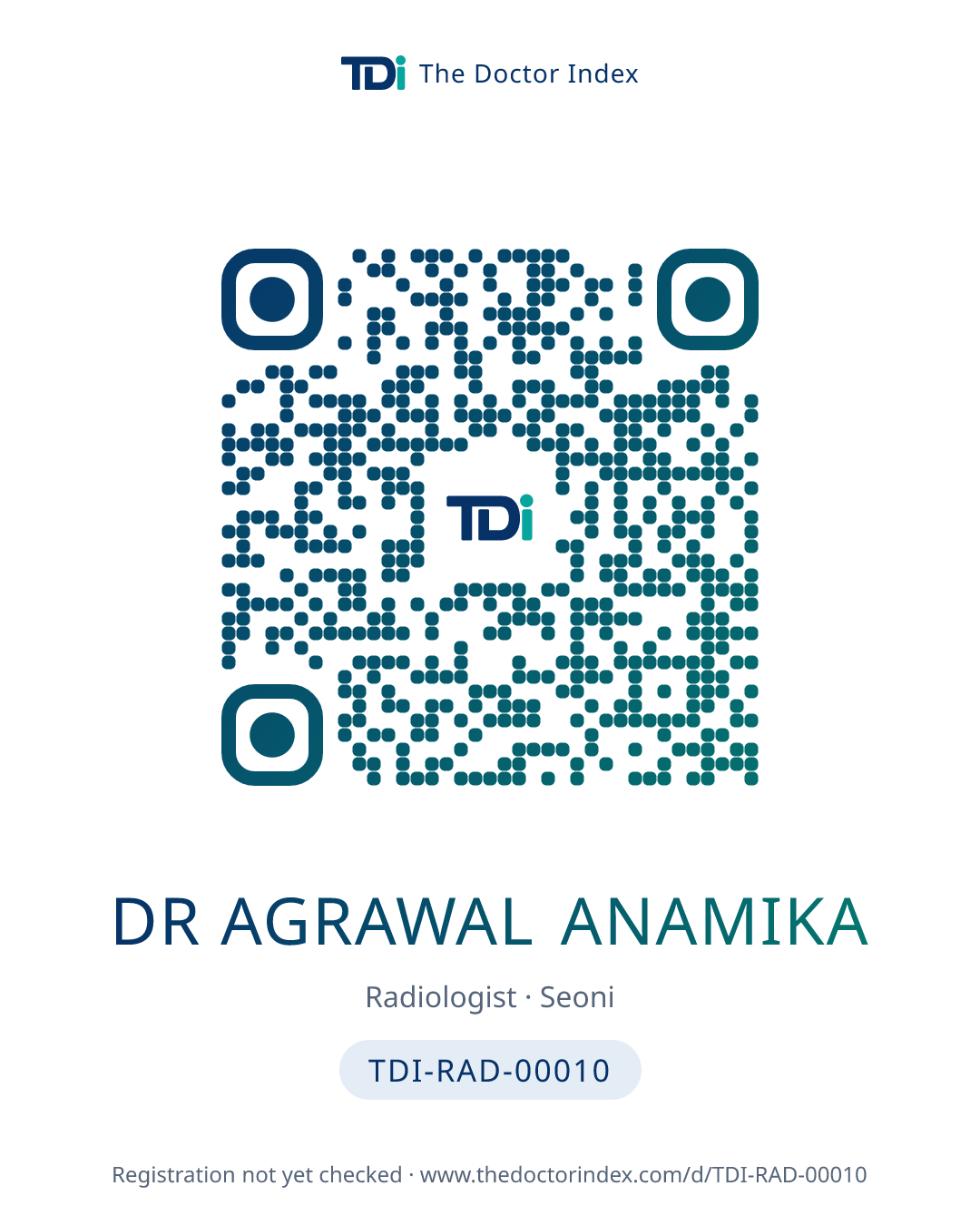 QR card for Dr Agrawal Anamika, TDI-RAD-00010
