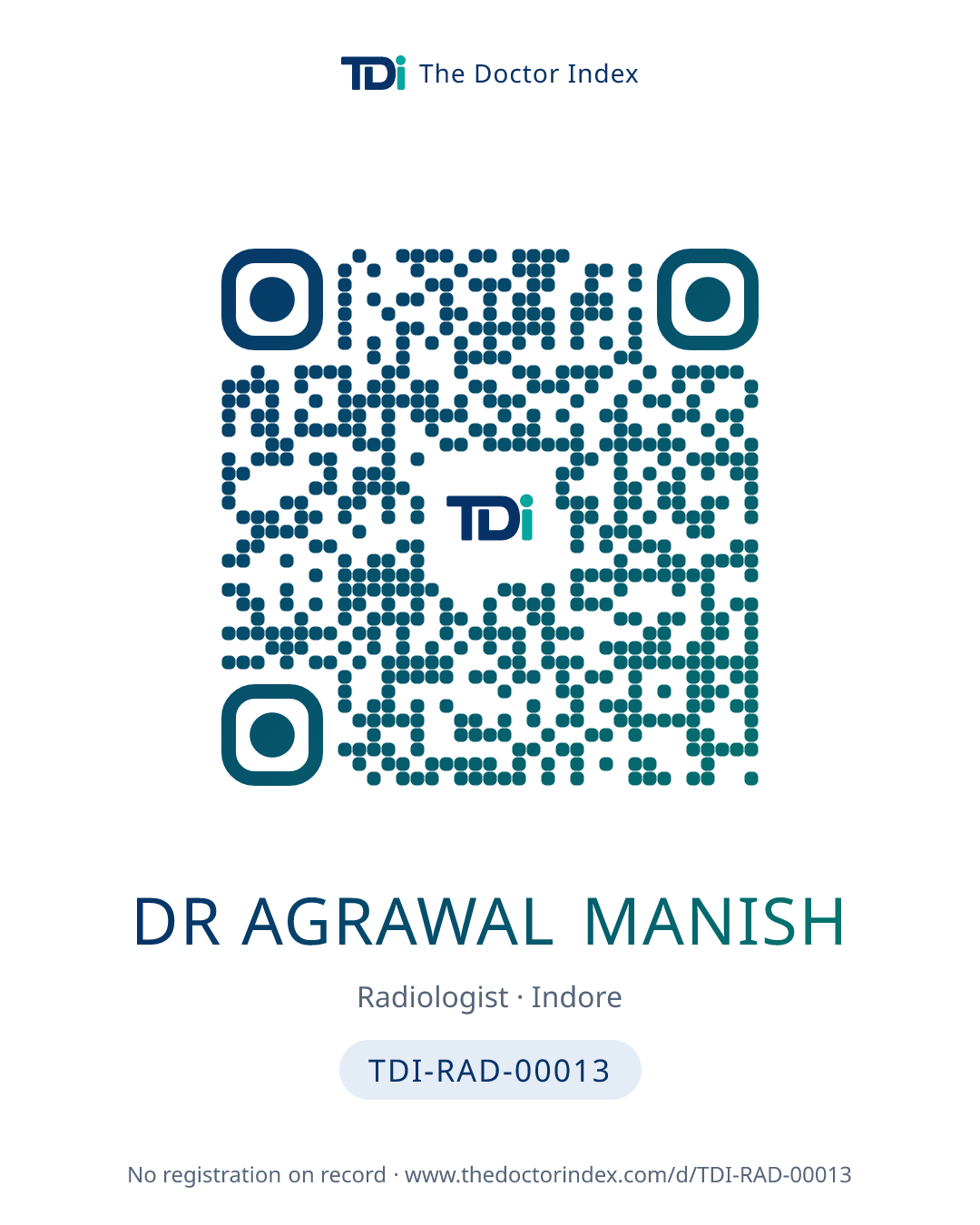 QR card for Dr Agrawal Manish, TDI-RAD-00013