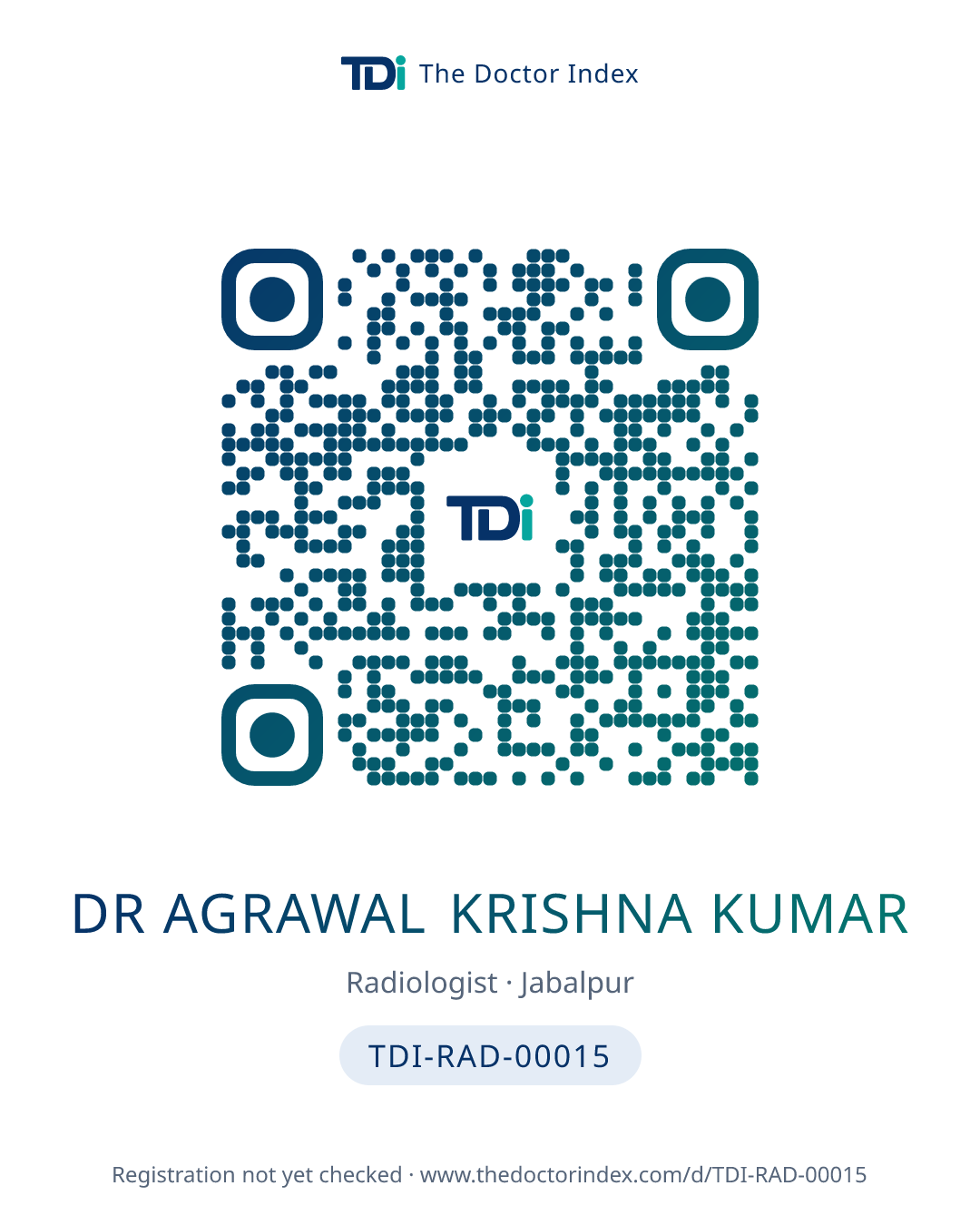 QR card for Dr Agrawal Krishna Kumar, TDI-RAD-00015