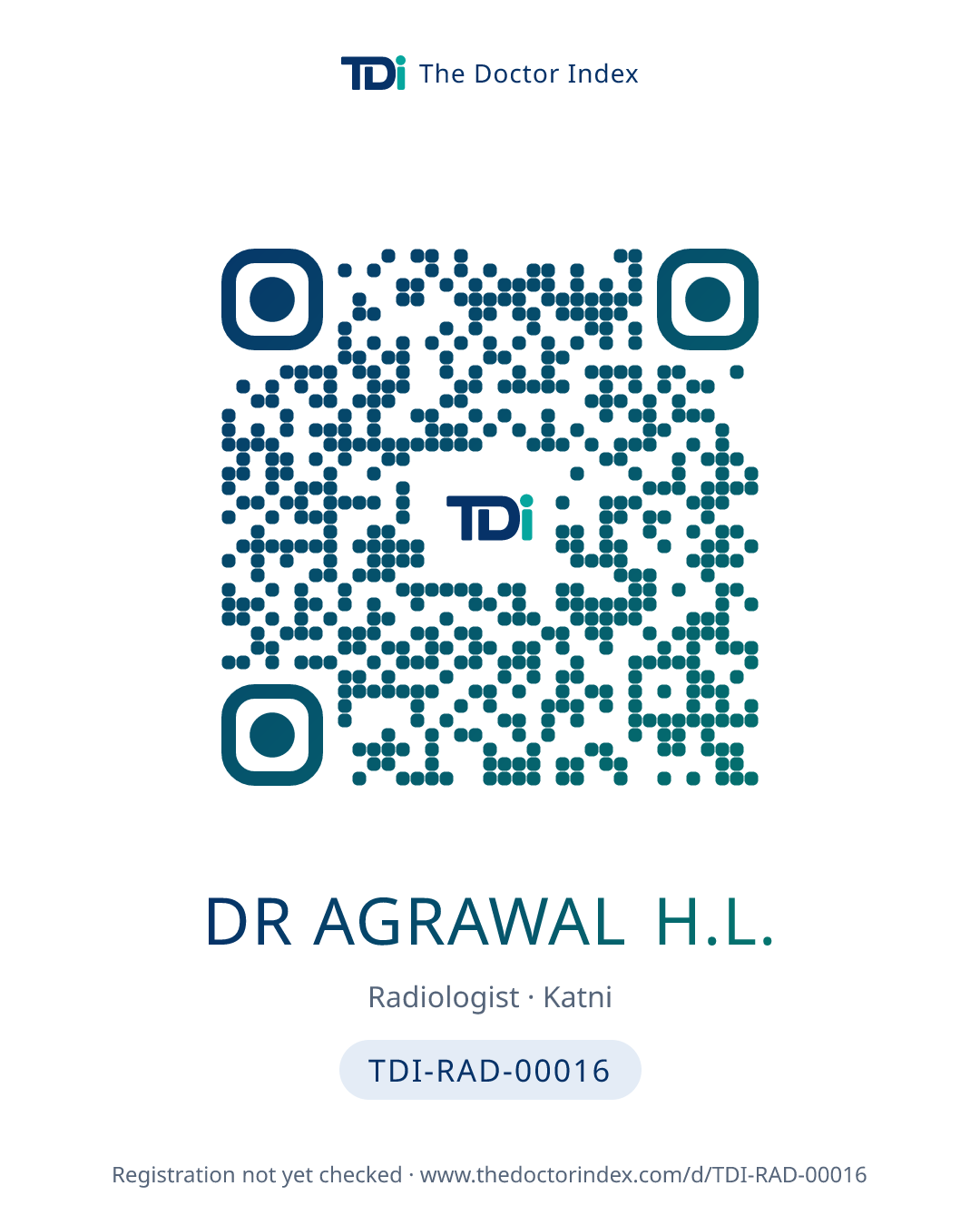 QR card for Dr Agrawal H.L., TDI-RAD-00016