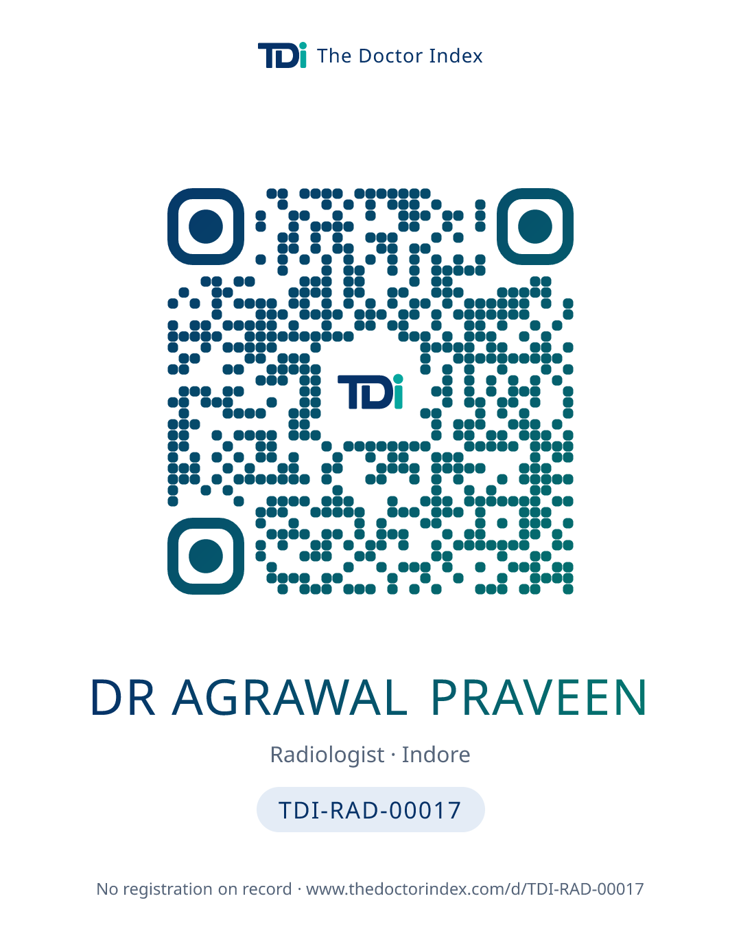 QR card for Dr Agrawal Praveen, TDI-RAD-00017