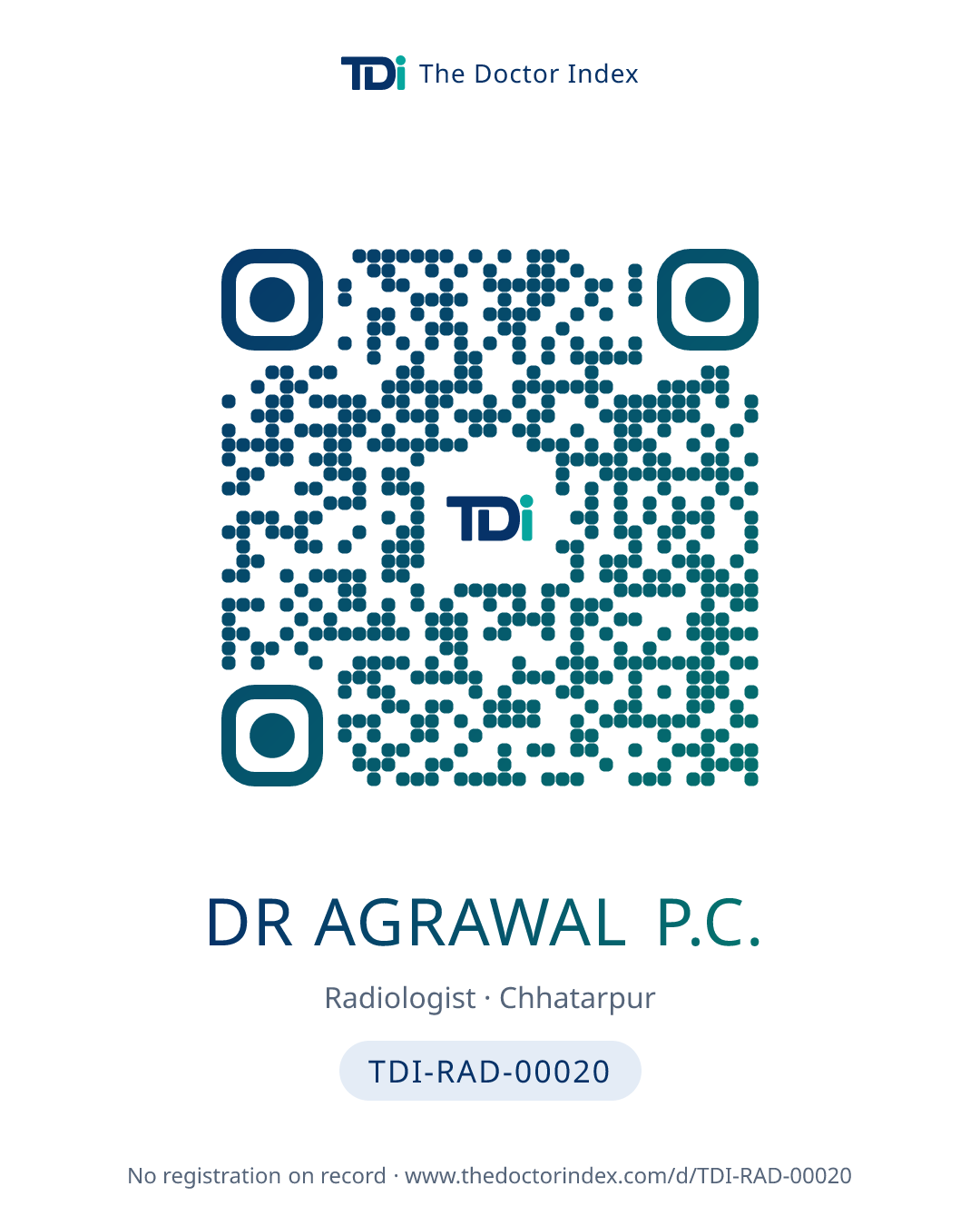 QR card for Dr Agrawal P.C., TDI-RAD-00020