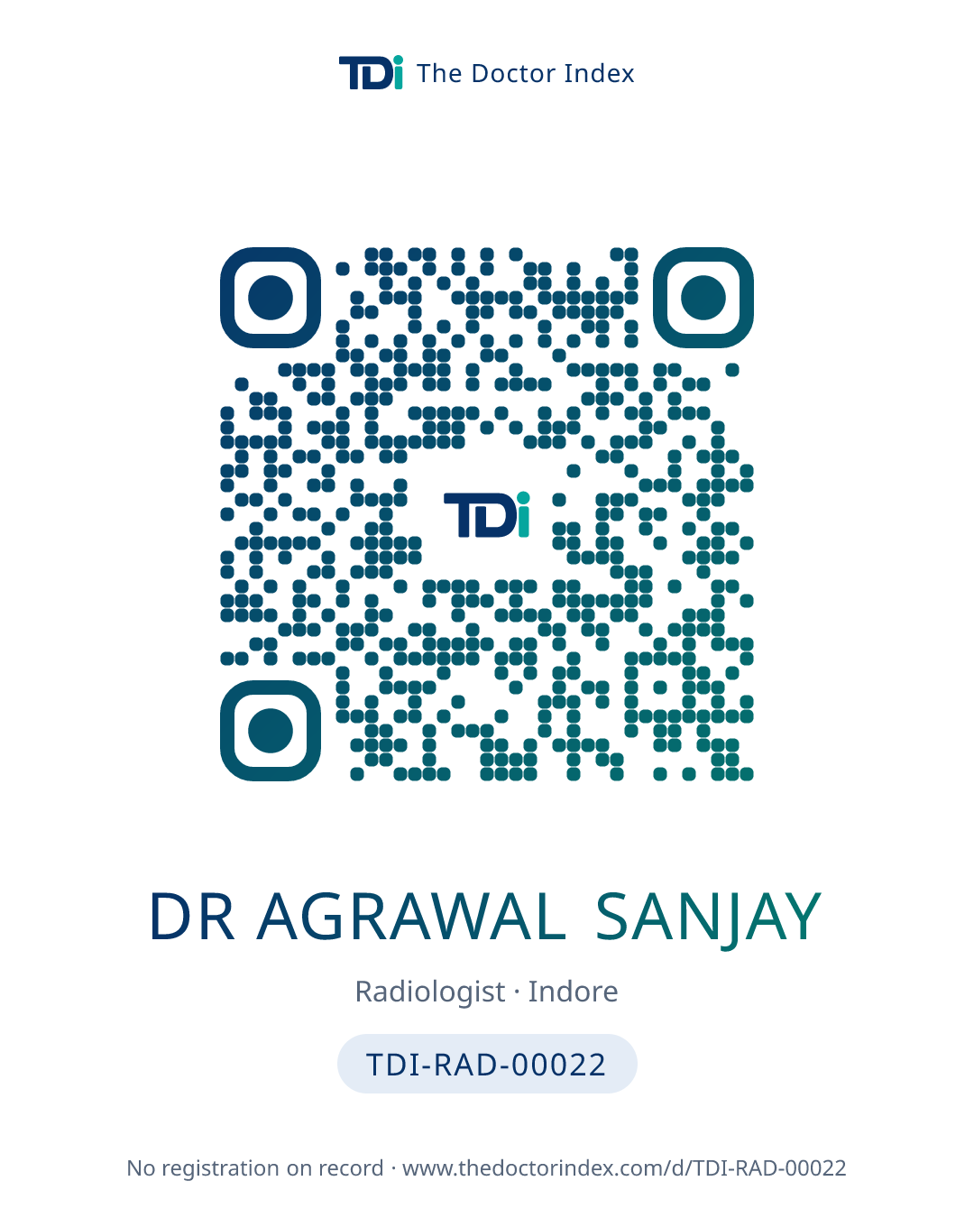 QR card for Dr Agrawal Sanjay, TDI-RAD-00022