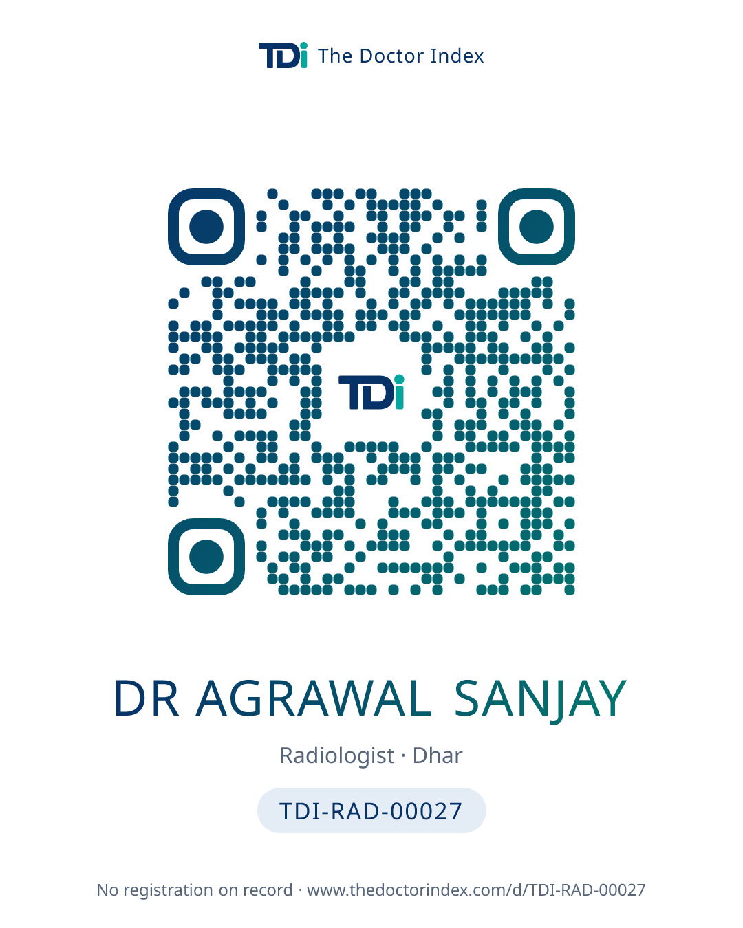 QR card for Dr Agrawal Sanjay, TDI-RAD-00027