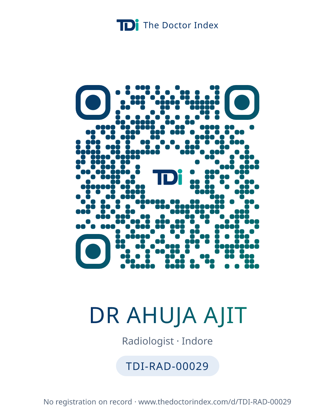 QR card for Dr Ahuja Ajit, TDI-RAD-00029