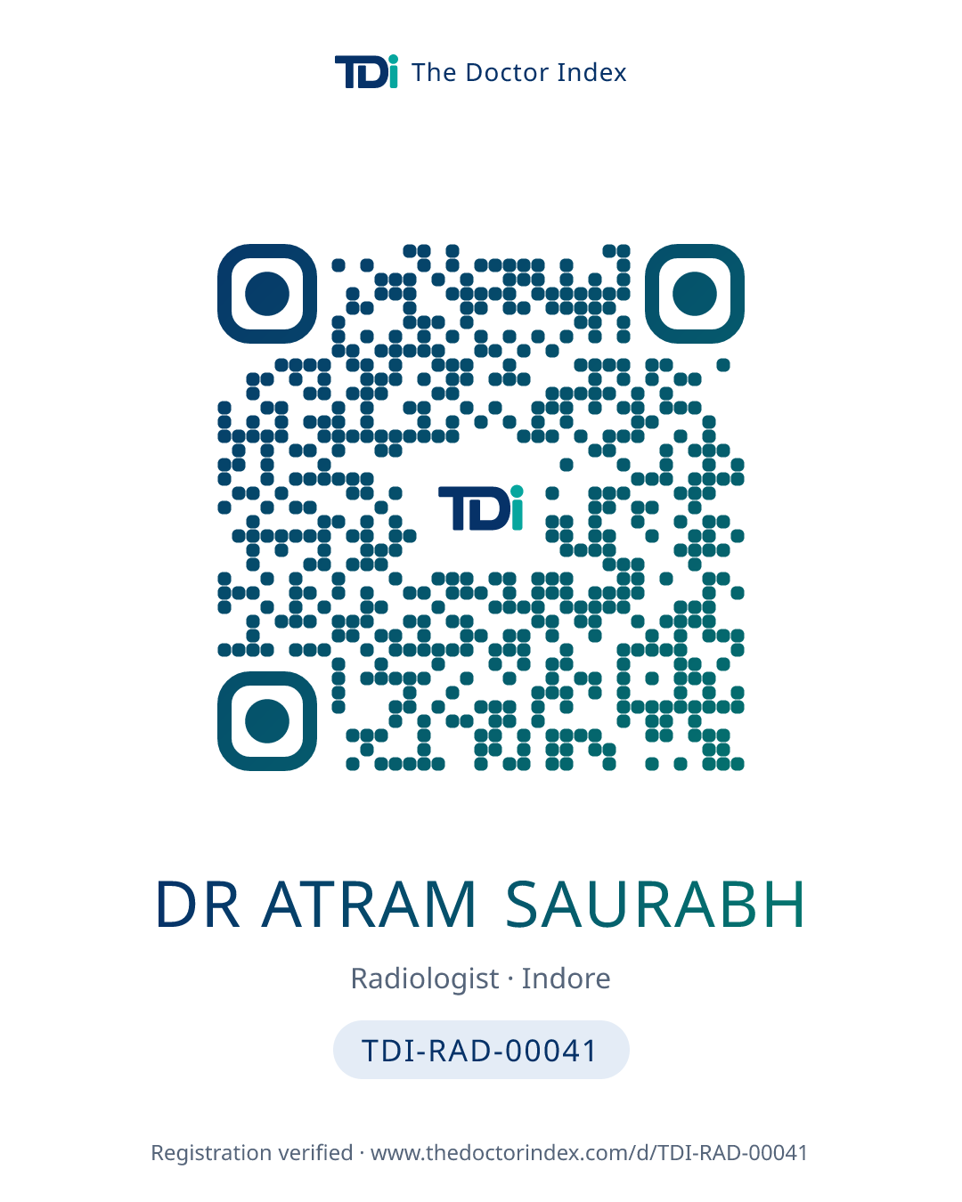 QR card for Dr Atram Saurabh, TDI-RAD-00041