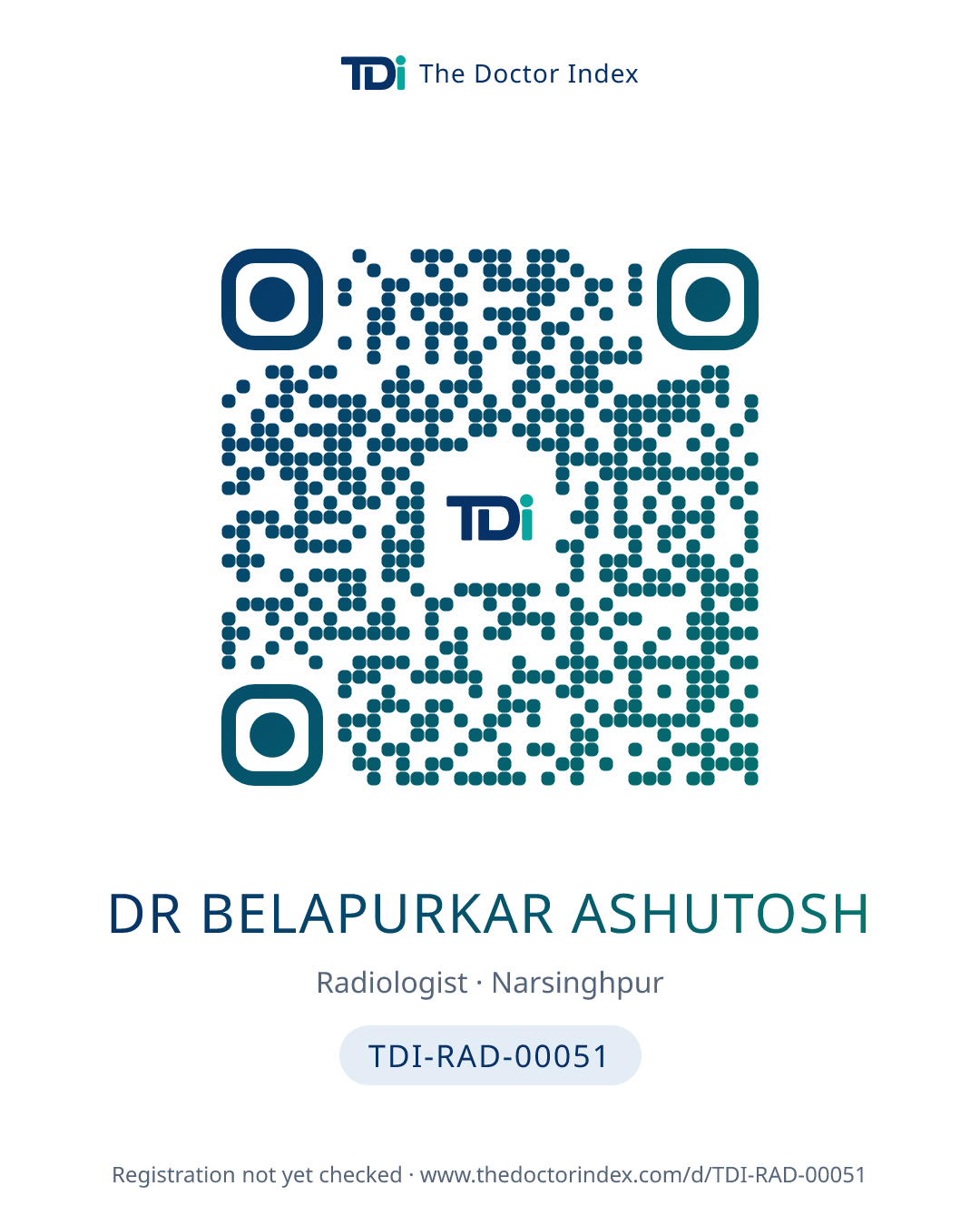 QR card for Dr Belapurkar Ashutosh, TDI-RAD-00051