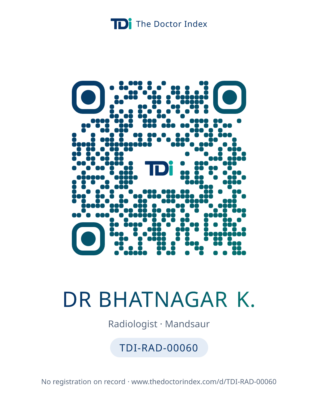 QR card for Dr Bhatnagar K., TDI-RAD-00060