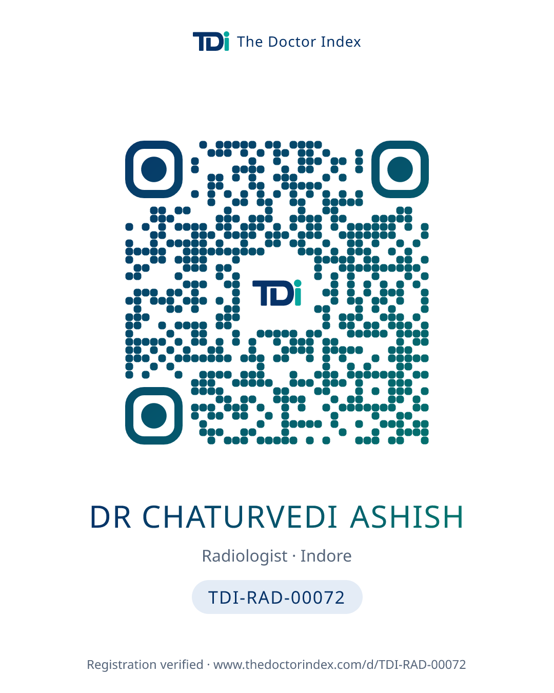 QR card for Dr Chaturvedi Ashish, TDI-RAD-00072