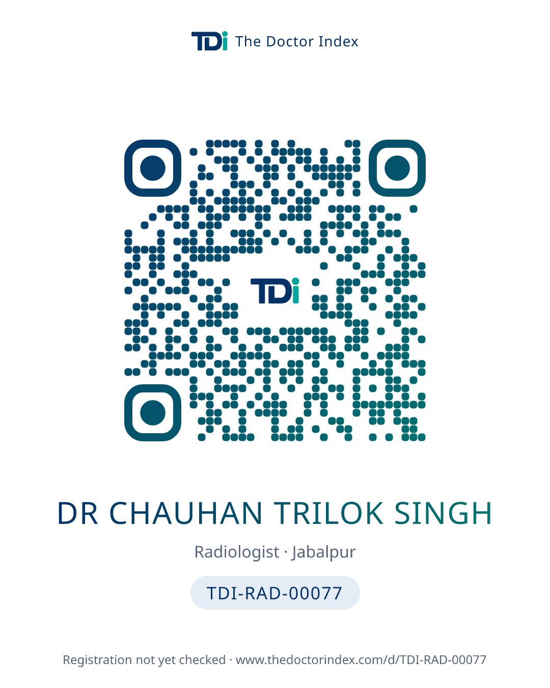 QR card for Dr Chauhan Trilok Singh, TDI-RAD-00077