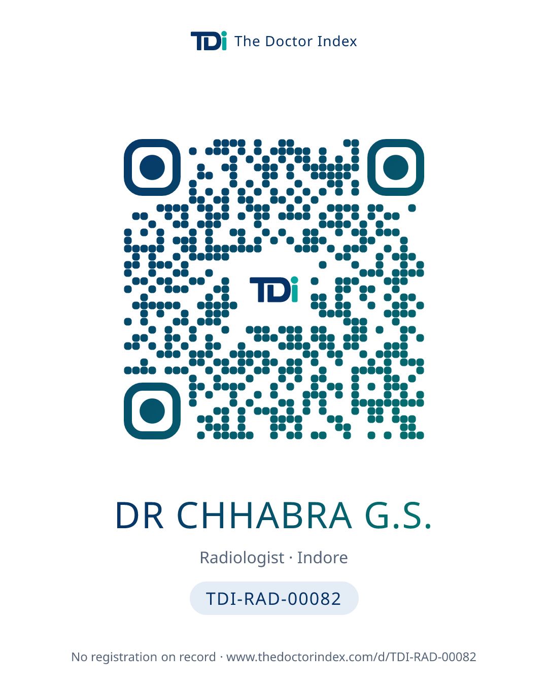 QR card for Dr Chhabra G.S., TDI-RAD-00082