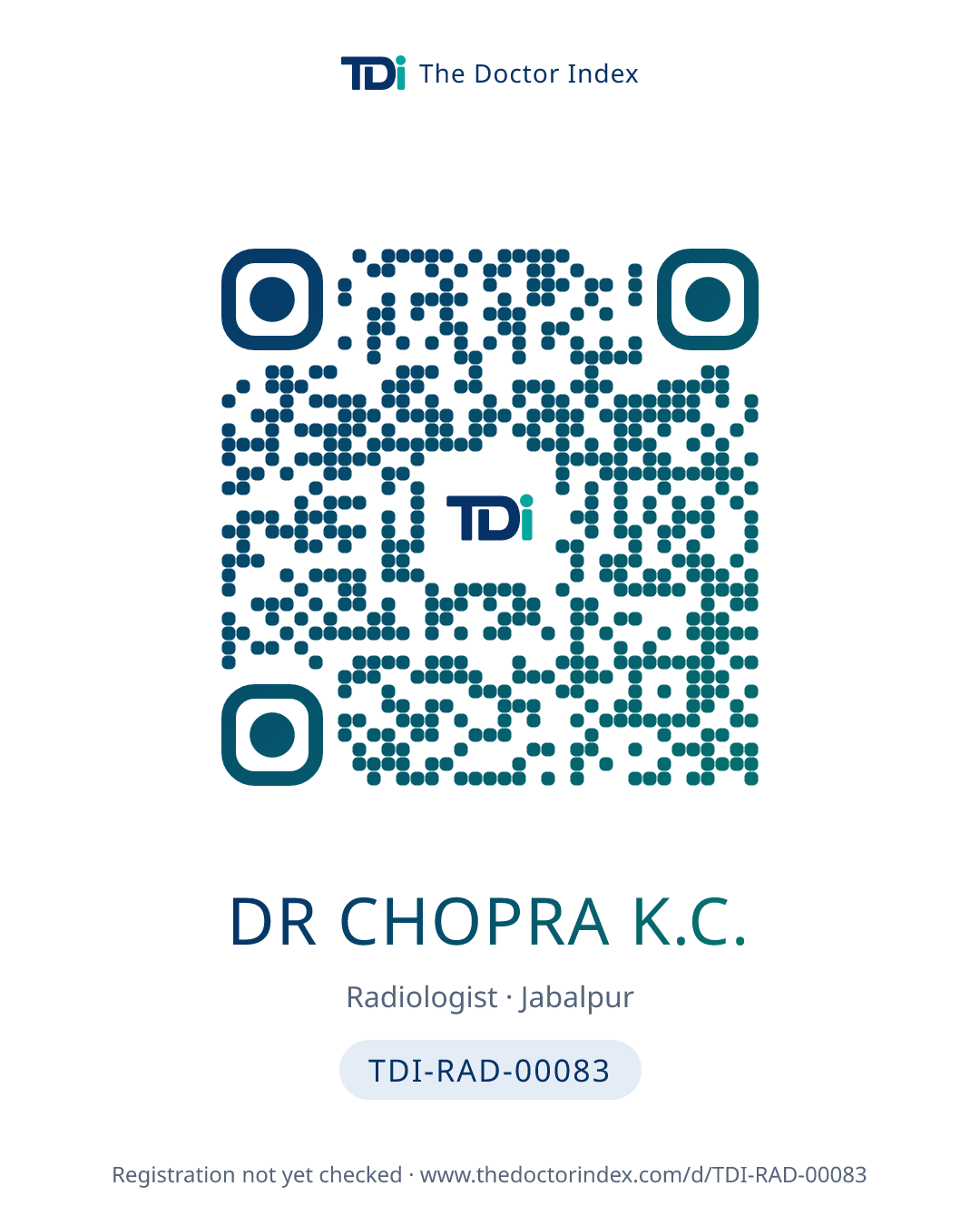 QR card for Dr Chopra K.C., TDI-RAD-00083