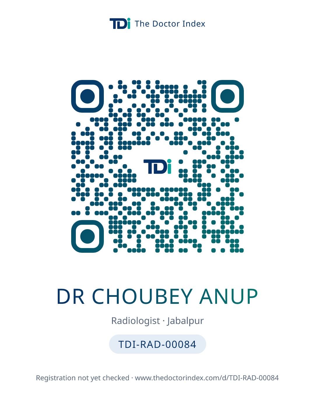 QR card for Dr Choubey Anup, TDI-RAD-00084