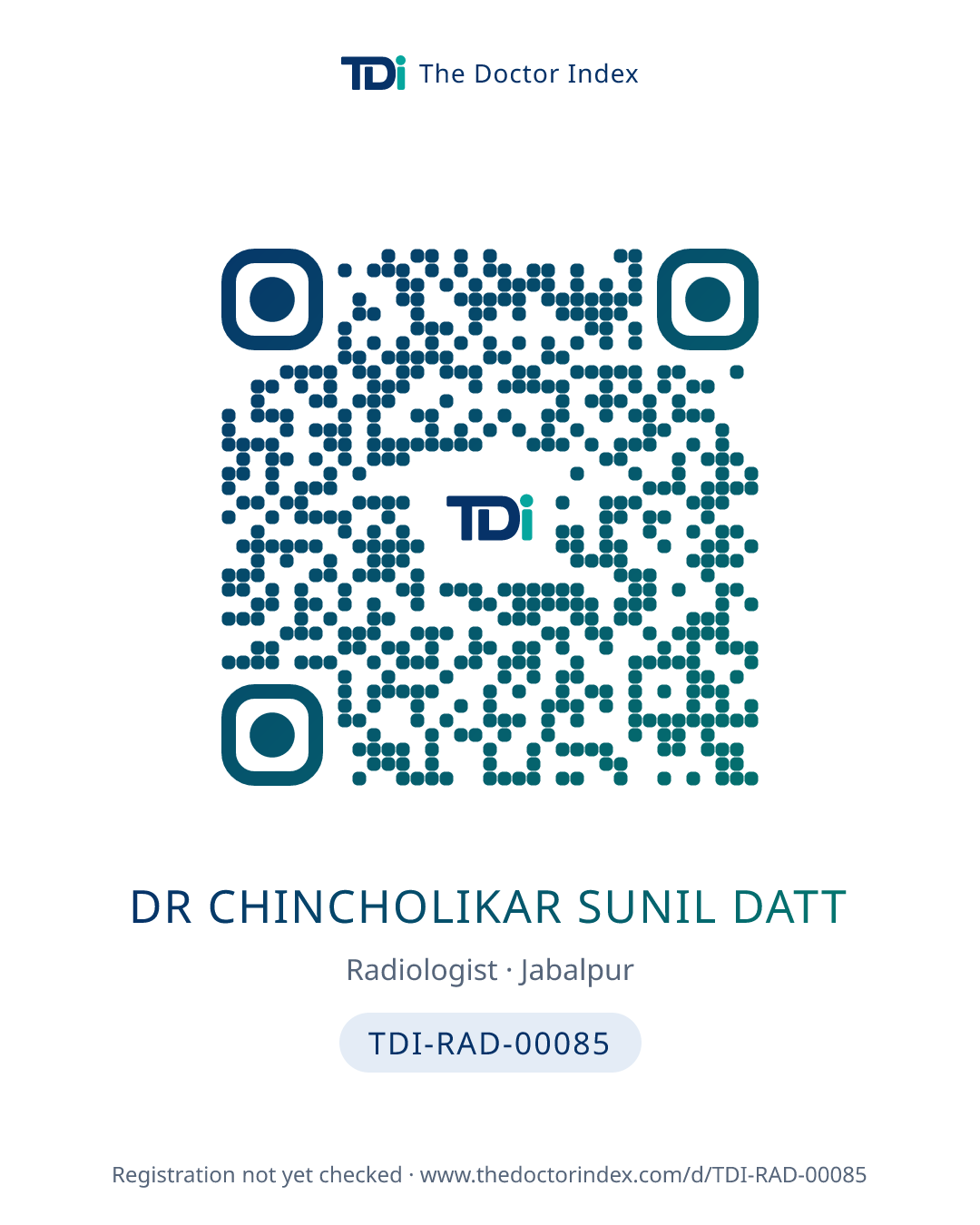 QR card for Dr Chincholikar Sunil Datt, TDI-RAD-00085