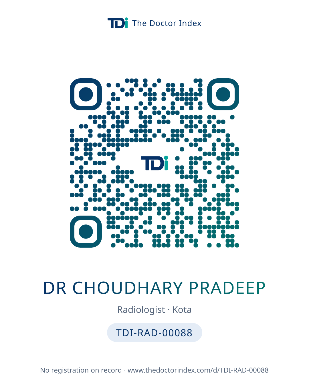 QR card for Dr Choudhary Pradeep, TDI-RAD-00088