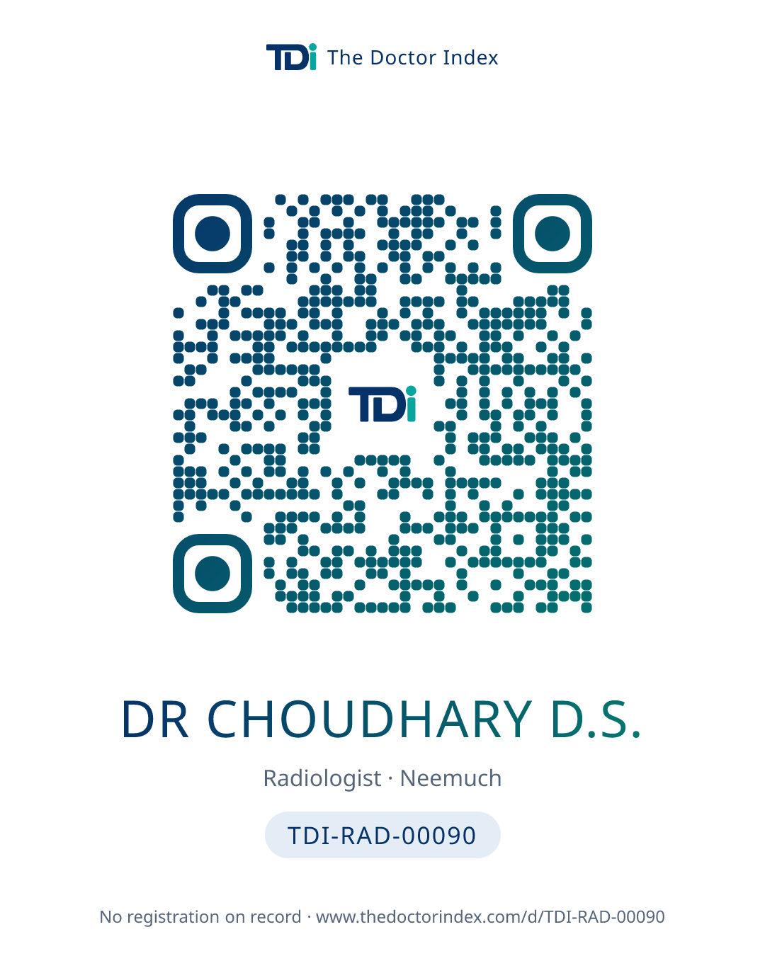 QR card for Dr Choudhary D.S., TDI-RAD-00090