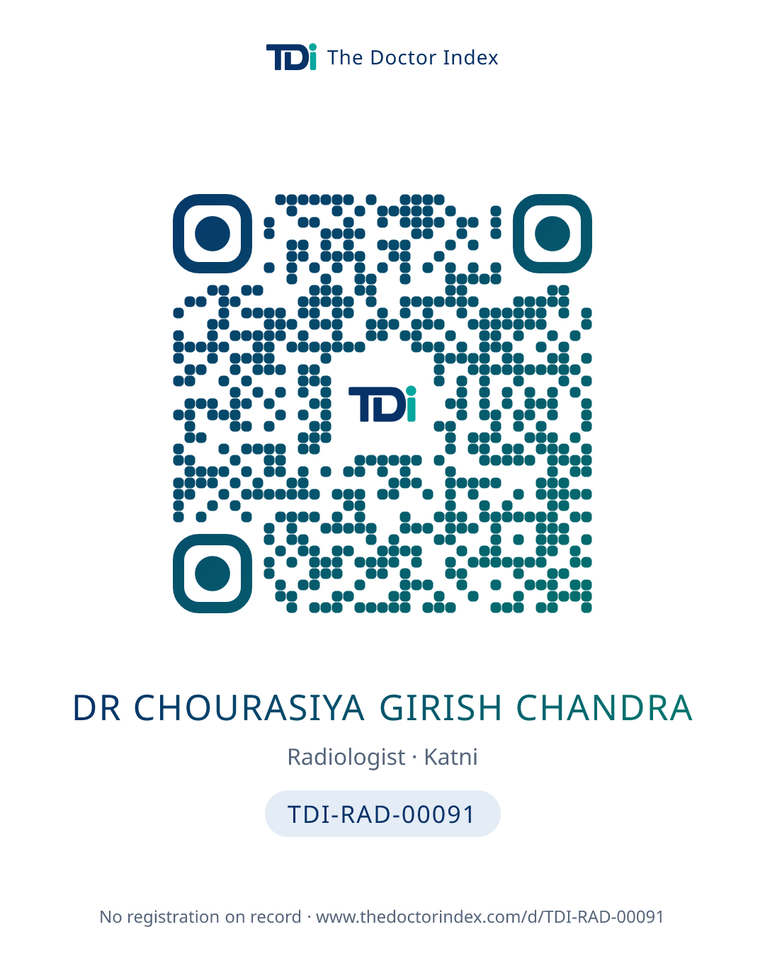QR card for Dr Chourasiya Girish Chandra, TDI-RAD-00091