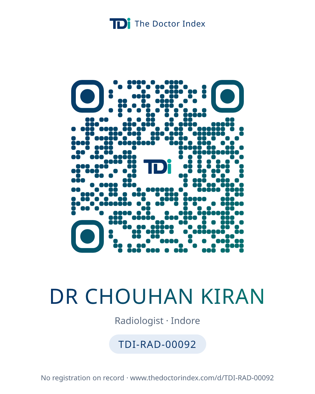 QR card for Dr Chouhan Kiran, TDI-RAD-00092